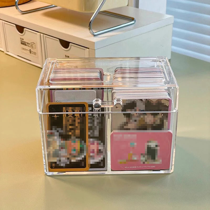 Transparent Card Box – Holds 400 Cards, 2 Sections