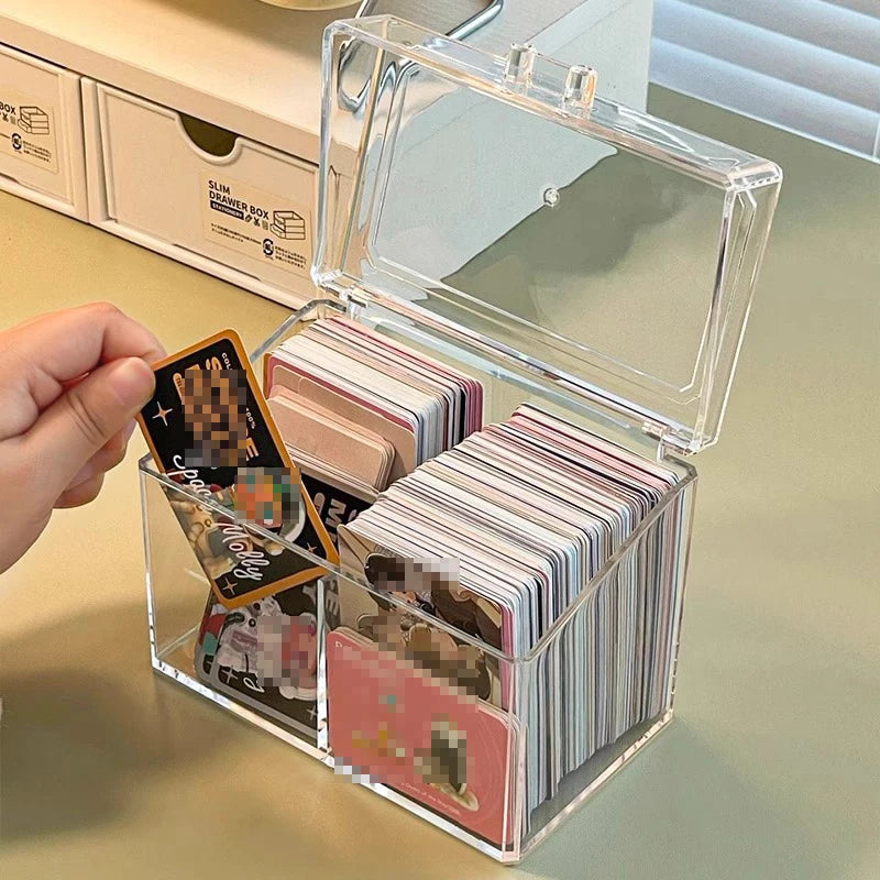 Transparent Card Box – Holds 400 Cards, 2 Sections