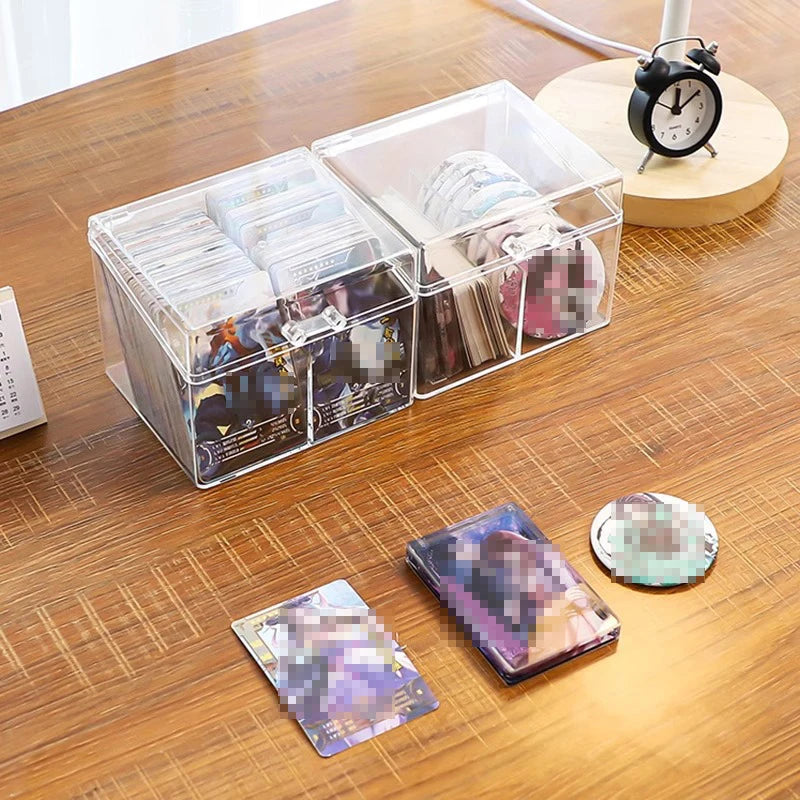 Transparent Card Box – Holds 400 Cards, 2 Sections